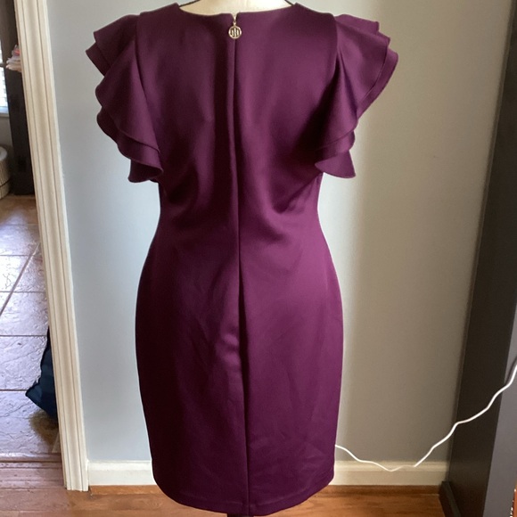 Tommy Hilfiger Plum Ruffle Sleeve Midi Dress - Picture 3 of 4